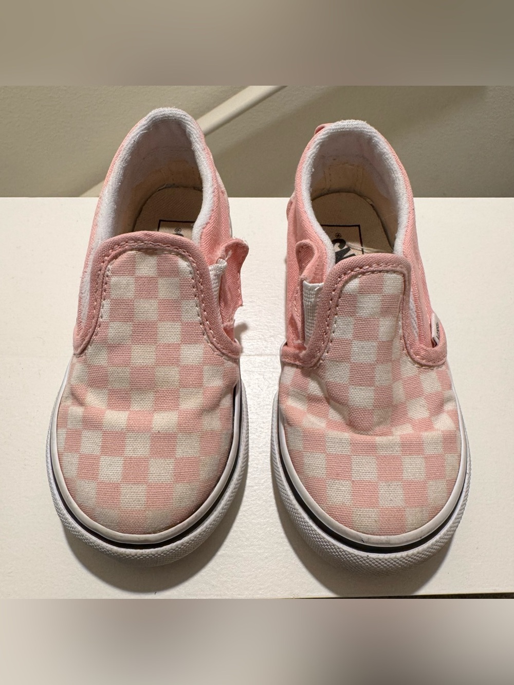 Vans Pink Checkerboard Slip-On Shoes Toddler Girls Size 8